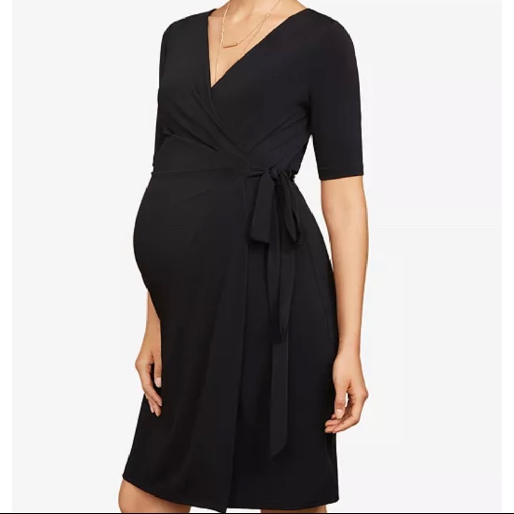 Motherhood maternity black wrap dress